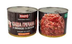 Каша МАКРО 2019, гречка, свинина, 525 г, жерстяна банка. ДСТУ 4607:2006
